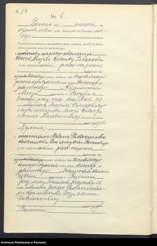 Obraz 13 z jednostki "Księga miejscowa małżeństw tom I [Rejestr główny małżeństw]"