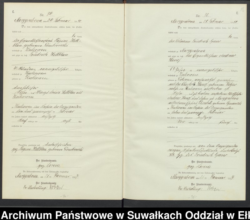 image.from.unit.number "C1.Sterbe-Register (Haupt-Register)Standesamt Marggrabowa Landbezirk vol. I No.1 bis 205"