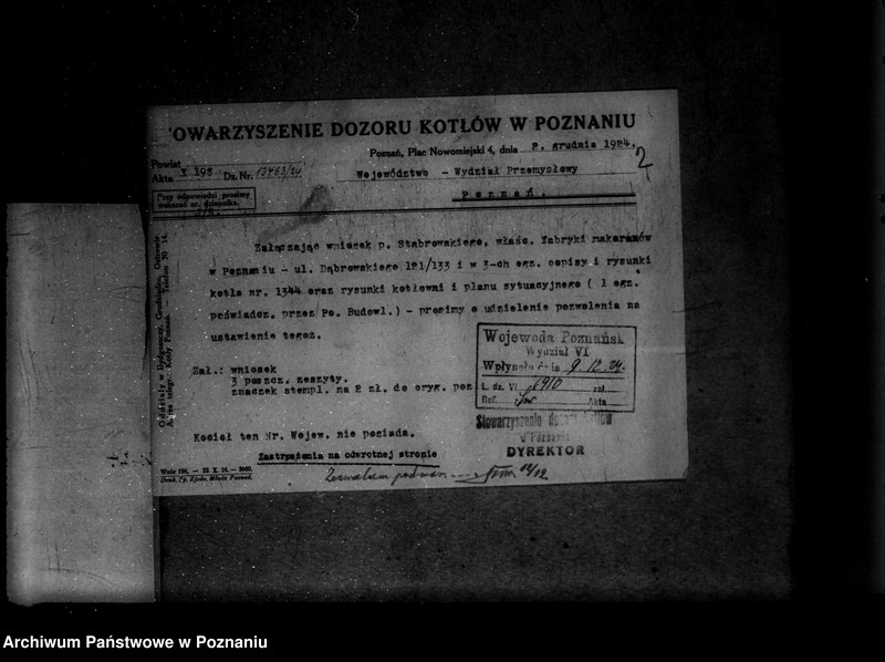 Obraz 6 z jednostki "Gorzelnia w majątku Szczuczyn własność Ordynacja w Kobylnikach powiat szamotulski nr woj. kotła 5249 pop. własność Fabryka makaronów musztard i konserw D. Stabrowskiego w Poznaniu"