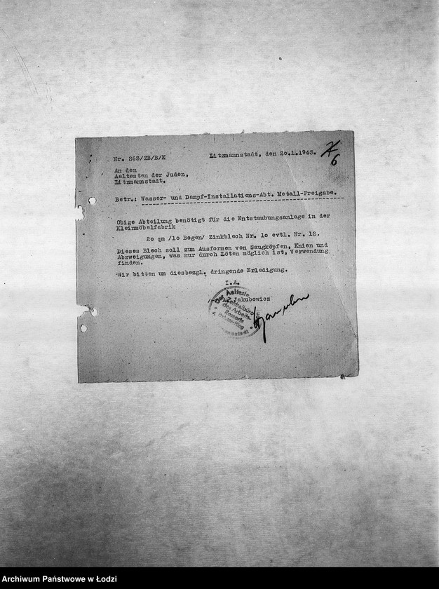 Obraz 9 z jednostki "Metall-Abteilung [Produkcja i zapotrzebowanie materiałów dla resortu pracy]"