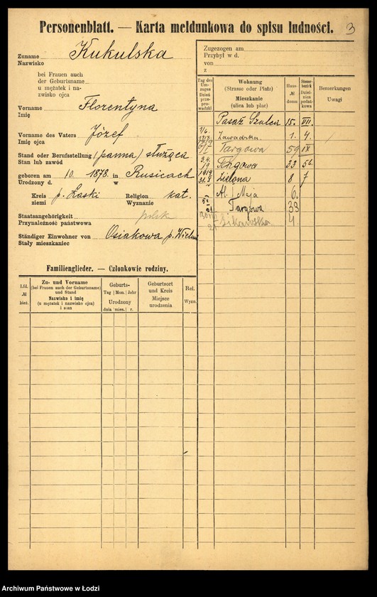Obraz 5 z jednostki "[Spis ludności Łodzi] Kukulski - Kulik"