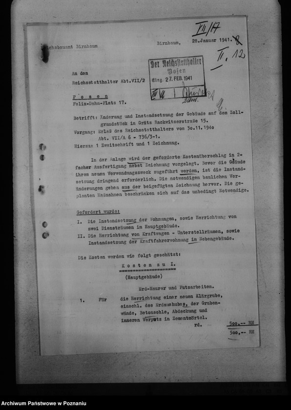 Obraz 16 z jednostki "Bauplätze für die Reichsbauämter, Finanzämter"