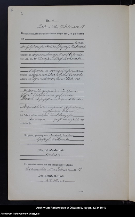 image.from.unit.number "Sterbe-Neben-Register Nr 1 - 71"