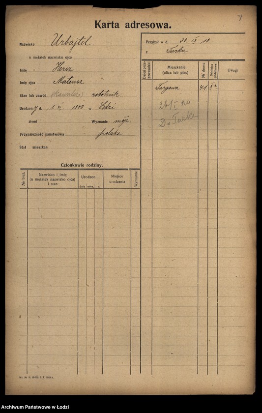 Obraz 9 z jednostki "[Spis ludności Łodzi] Urbach - Urbanowski"