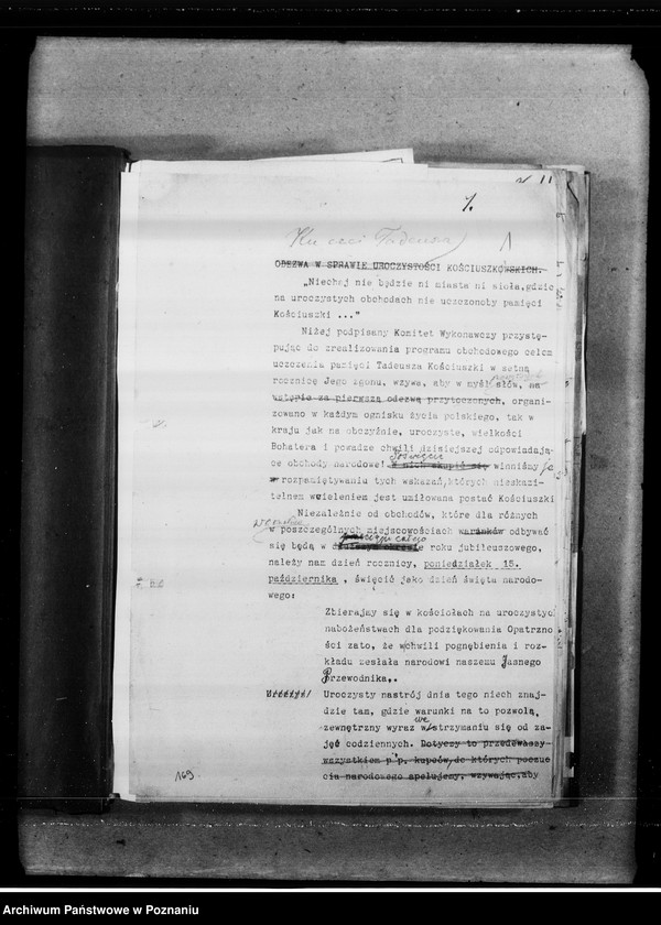 Obraz 5 z jednostki "Rok Kościuszkowski - korespondencja związana z obchodami setnej rocznicy śmierci Tadeusza Kościuszki."