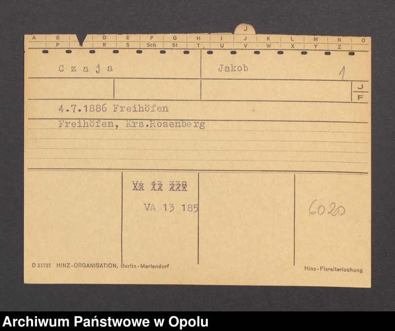 Obraz 3 z jednostki "[Czaja Jakob, ur. 4.7.1886 Freihöfen]"