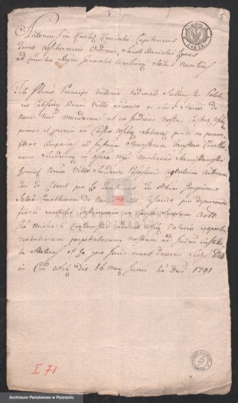 Obraz 6 z jednostki "Odpisy pozwów sądowych, wystawionych przez Franciszka Antoniego Kwileckiego, starostę wschowskiego dla Sułkowskich, właścicieli miasta Leszna"