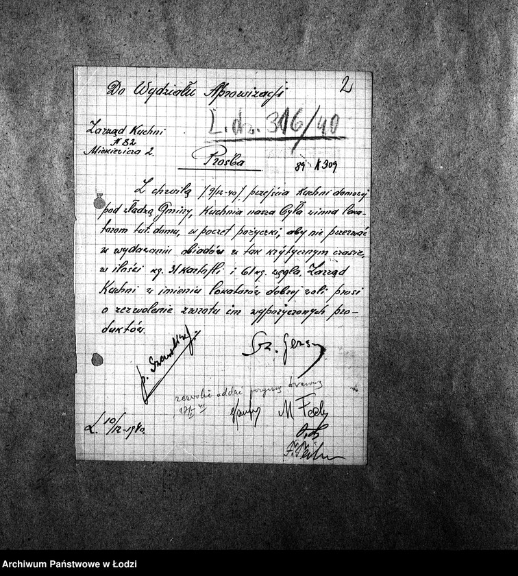 Obraz 5 z jednostki "[Kuchnia nr 309, ul. Mickiewicza 2. Kuchnia nr 83, ul. Mickiewicza 8. Działalność kuchni, personel, konsumenci, kontrole]"