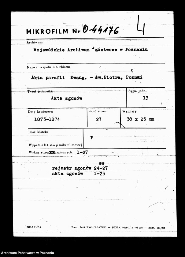 Obraz 1 z jednostki "Kirchenbuch Verstorbenen"
