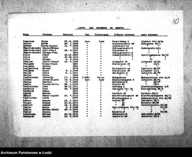 Obraz 14 z jednostki "[Alfabetyczny spis mieszkańców getta. Litera C]"