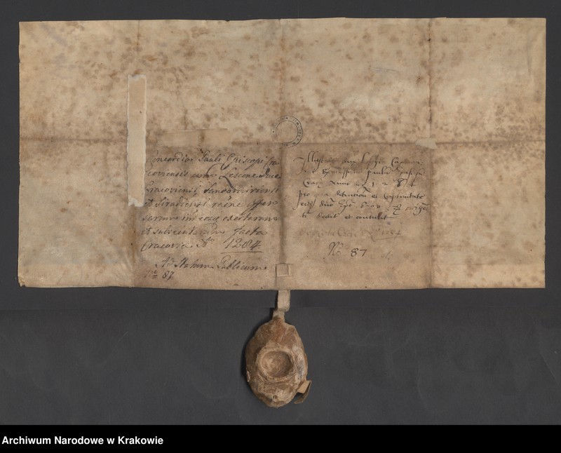 Obraz z jednostki "Paweł biskup krakowski zawiera ugodę z Leszkiem księciem krakowskim, sandomierskim i sieradzkim, który za ujęcie i więzienie biskupa oraz wyrządzone"