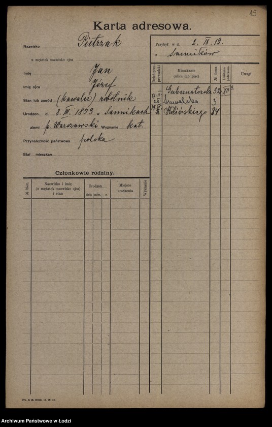 Obraz 17 z jednostki "[Spis ludności Łodzi] Pietrzak-Pietrzycki"
