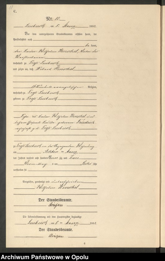 image.from.unit.number "Sterbe-Neben-Register Standes-Amt Leubusch 1892"