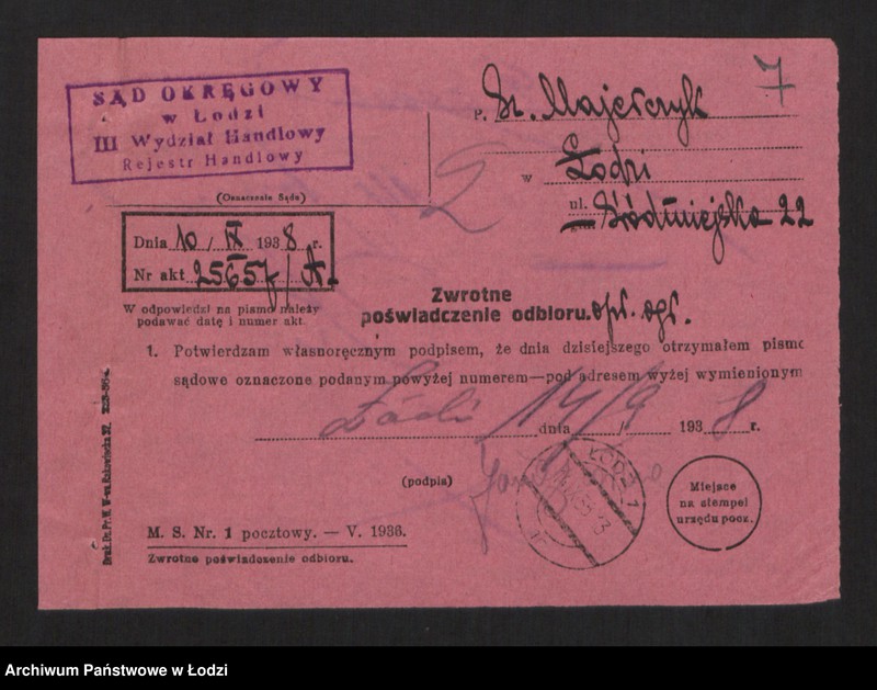 Obraz 9 z jednostki "Szulim Dawid Majerczyk- fabryka wyrobów pończoszniczych"