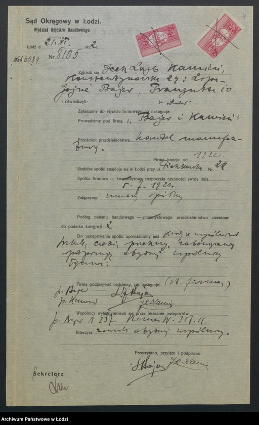 Obraz 6 z jednostki "Bajer i Kamień- handel manufakturą"