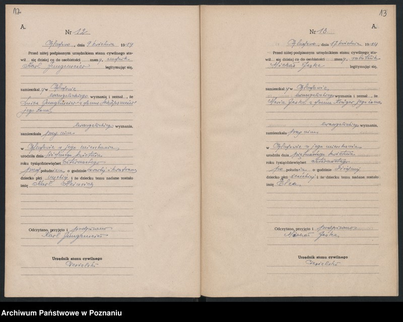 Obraz 9 z jednostki "Księga urodzin [Rejestr poboczny urodzeń]"