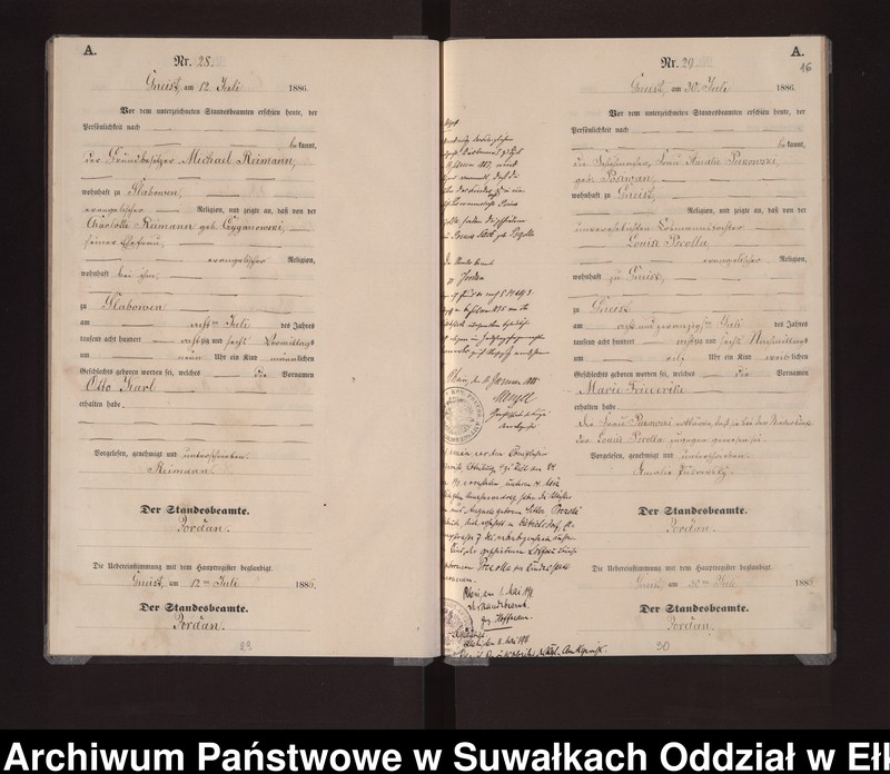 image.from.unit.number "Geburts-Neben-Register des Königlichen Preussischen Standes-Amtes Gneist Kreis Loetzen"