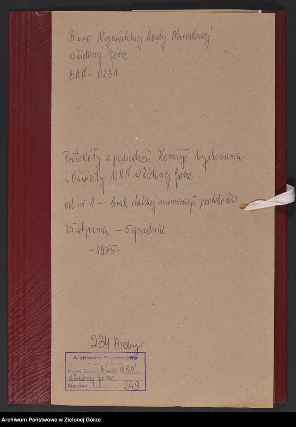 image.from.unit.number "Protokóły z posiedzeń Komisji Wychowania i Oświaty Wojewódzkiej Rady Narodowej w Zielonej Górze"