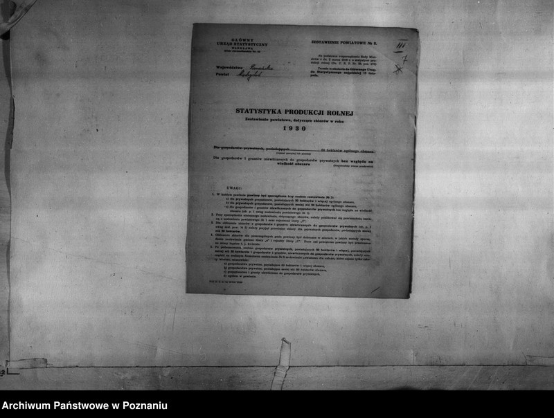 Obraz 9 z jednostki "/Statystyka produkcji rolnej - zestawienie powiatowe dotyczące zbiorów z terenu powiatu międzychodzkiego/"