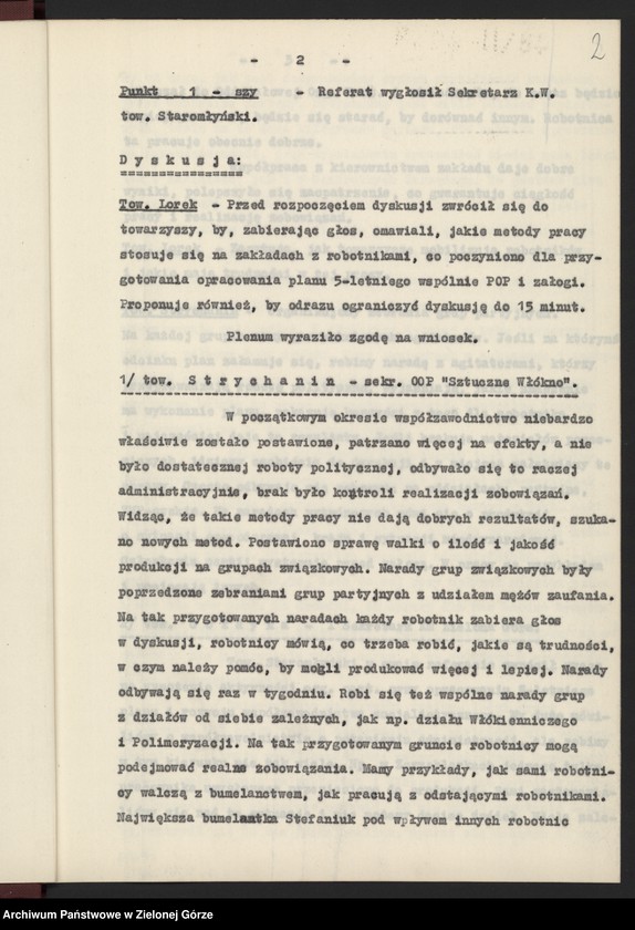 image.from.unit.number "Protokół plenarnego posiedzenia nt.: Wyniki działalności w wojewódzkiej organizacji partyjnej w dziedzinie rozwoju socjalistycznego współzawodnictwa pracy. Załączniki. 13 grudnia 1955 r."