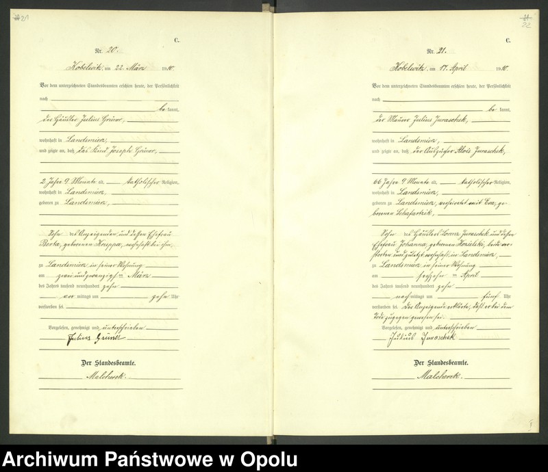 image.from.unit.number "Urząd Stanu Cywilnego Kobylice Księga Zgonów Rok 1910-1911"