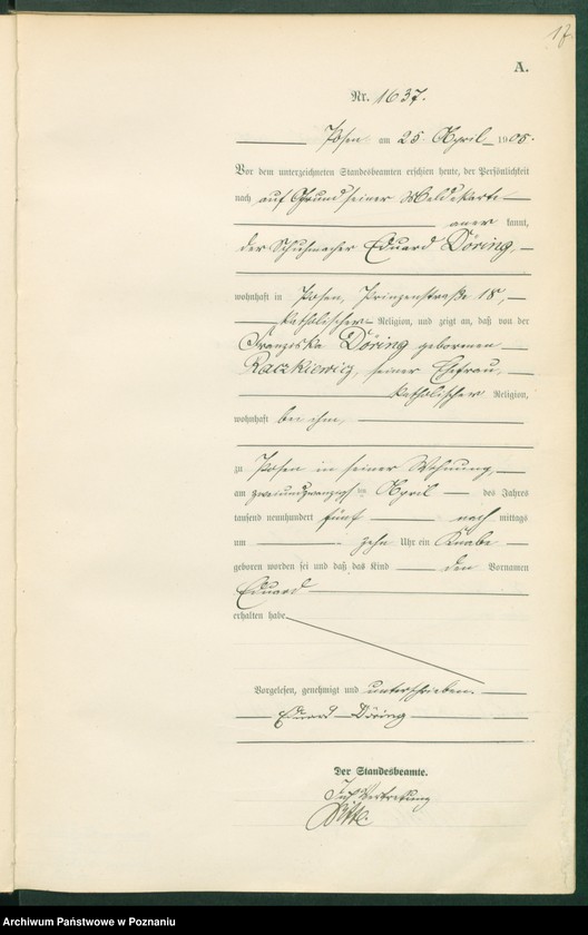 Obraz 19 z jednostki "Księga miejscowa urodzeń tom IV"