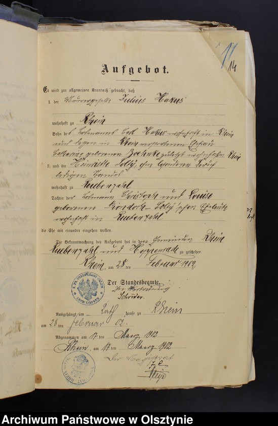 image.from.unit.number "Beläge zum Heiraths-Register"
