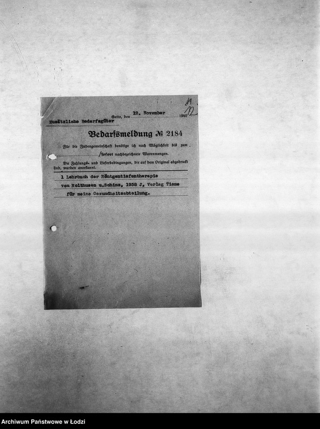 Obraz 15 z jednostki "Bedarfsmeldungen [Kopie skierowanych do GV zapotrzebowań na surowce, materiały, narzędzia, maszyny itp. potrzebne resortom pracy do produkcji]"