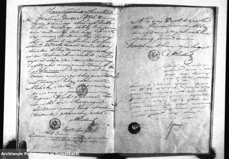 image.from.unit.number "Duplikat Urodzonych Zmarłych i Zaślubionych Sekty Filiponów z Gminy Sejwy za rok 1853"