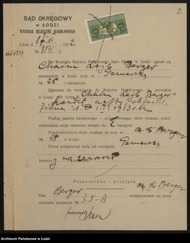 Obraz 4 z jednostki "Chaim Lajb Berger- handel naftą i olejami"