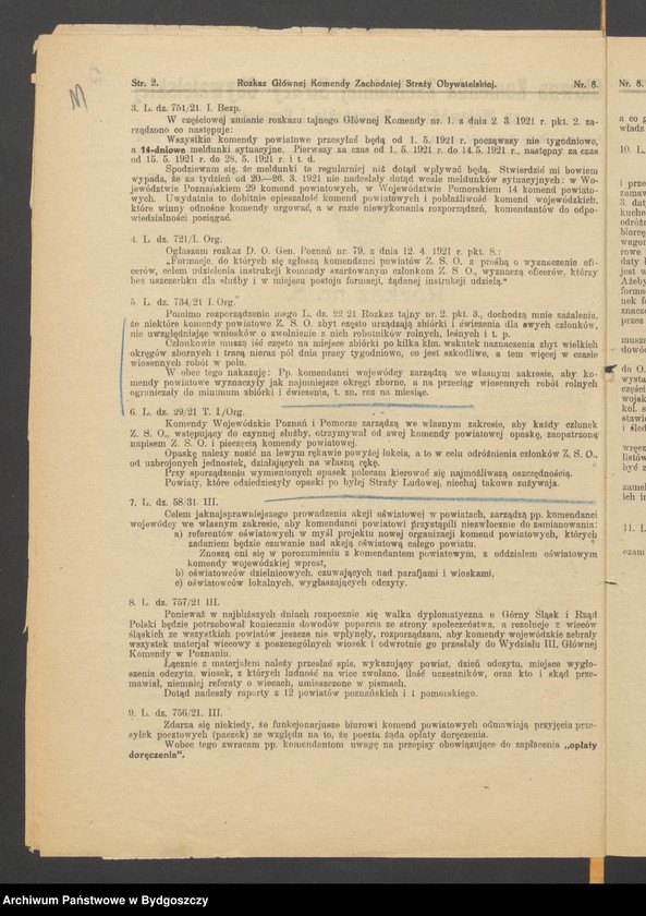 image.from.unit.number "Rozkazy [Nr 6, 7, 8] Komendy Głównej Zachodniej Straży Obywatelskiej na Województwo Poznańskie i Pomorskie. Rozkazy tajne [Nr 1, 2] Komendy Głównej Zachodniej Straży Obywatelskiej na Województwo Poznańskie i Pomorskie"