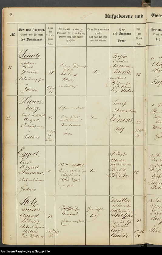 image.from.unit.number "Register der in der Stadt Gollnow Aufgebotenen und Getrauten."