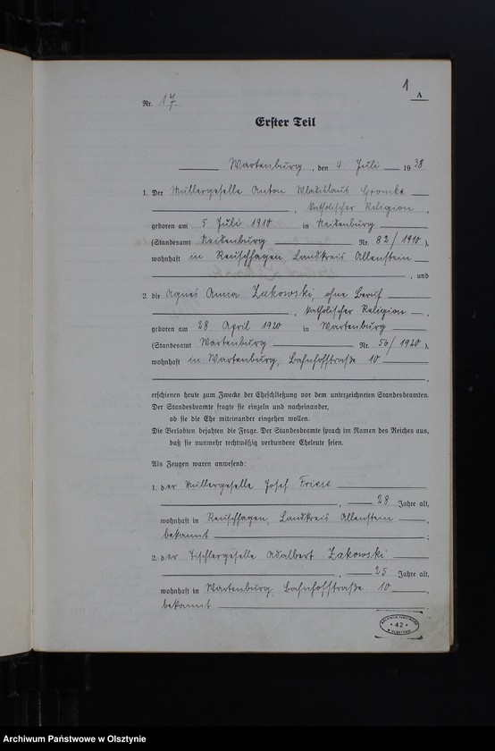 image.from.unit.number "Heirats-Haupt-Register Tom II, Nr 17 - 43"