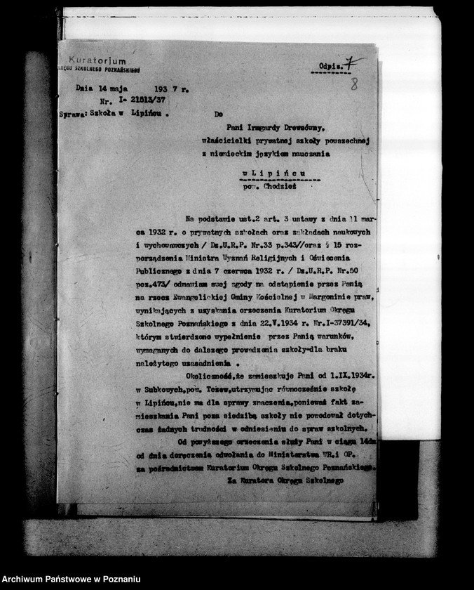 Obraz 12 z jednostki "Prywatna Szkoła Powszechna z niemieckim językiem nauczania w Lipińcu powiat Chodzież"