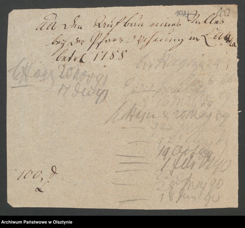 image.from.unit.number "Den Aufbau eines Stalles bei der Pfarr=Wohnung in Lahna [Łyna]"