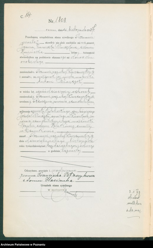 Obraz 16 z jednostki "Księga miejscowa zgonów tom IV [Rejestr główny zgonów]"