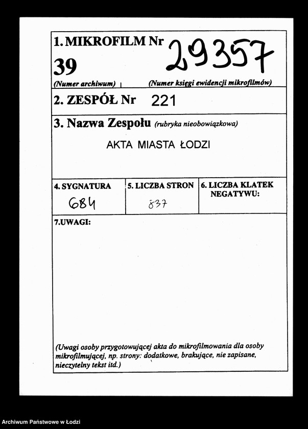 Obraz 2 z jednostki "Akta tyczące się szpitala"