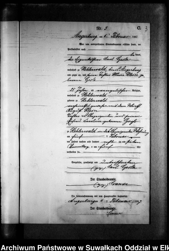 image.from.unit.number "Sterbe-Neben-Register des Preussischen Standes-Amtes Kehlen Kreis Angerburg"