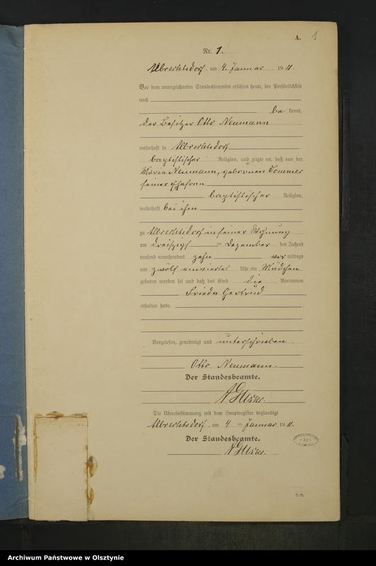 image.from.unit.number "Geburts-Neben-Register Nr 1 - 37 [ Księga urodzeń - wtóropis ]"