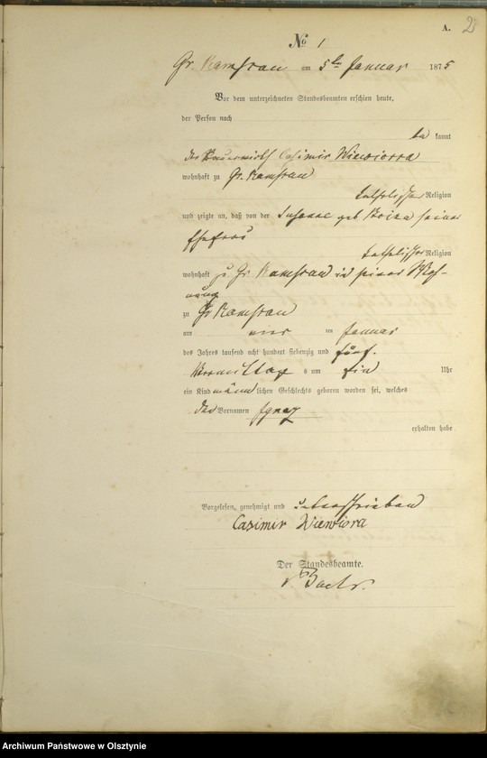 Obraz z jednostki "Geburts-Haupt-Register Nr 1 - 72"