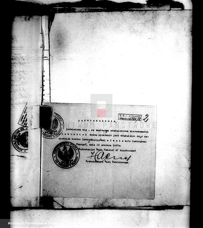 image.from.unit.number "Majątek Chobienice powiatu wolsztyńskiego wyłączenie z art. 4 i 5 ustawy o reformie rolnej Ignacy Mielżyński"