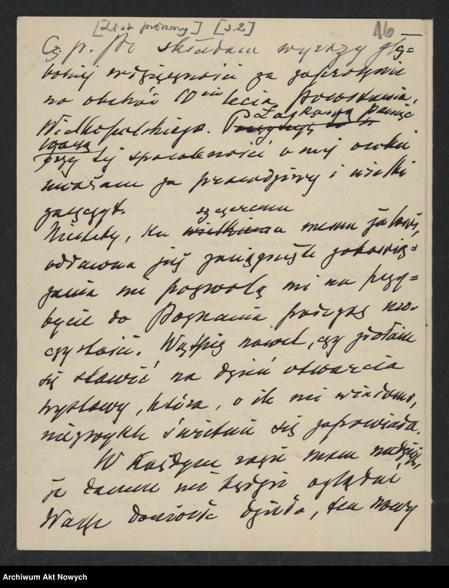image.from.unit.number "Władze miejskie m. Poznania; Załączniki: a) zaproszenia; b) telegramy C. Ratajskiego (prez. m. Poznania) do E. B. Wilson (żony prez. W. Wilsona) i gen. Pershinga (rękopisy I. Paderewskiego dla C. Ratajskiego); c) telegramy E. B. Wilson, gen. I. Pershing