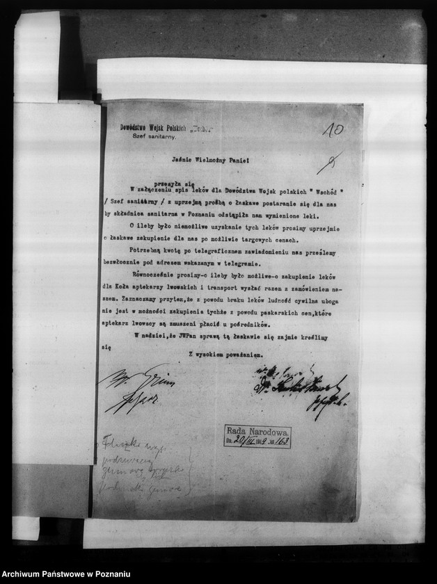 image.from.unit.number "Komitet Pomocy dla Lwowa i Wilna przy Radzie Narodowej w Poznaniu - korespondencja."