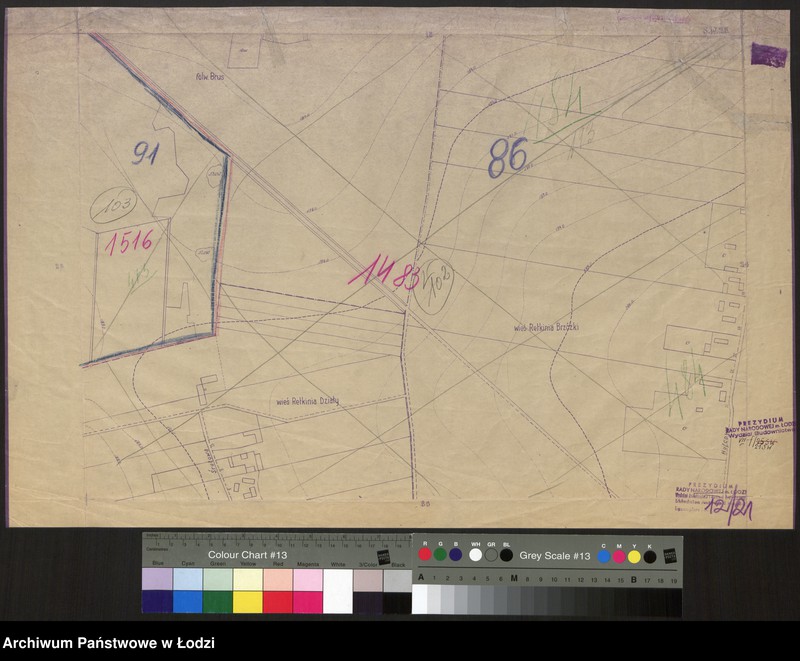 Obraz 1 z jednostki "Plan m. Łodzi 1:2000 z oznaczeniem podziału miasta na obwody i rejony spisowe. Sekcja SW25"