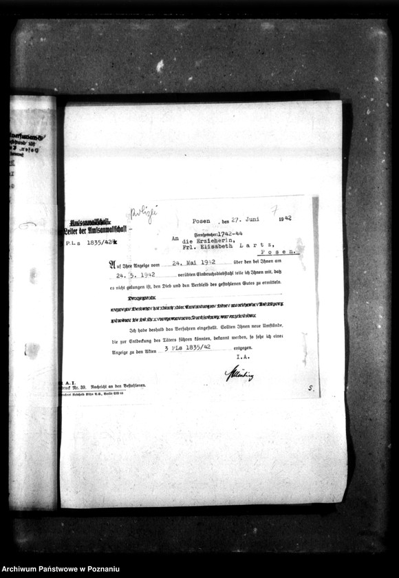 Obraz 11 z jednostki "Schriftwechsel mit der Polizei [Korespondencja z policją dotycząca włamania]."