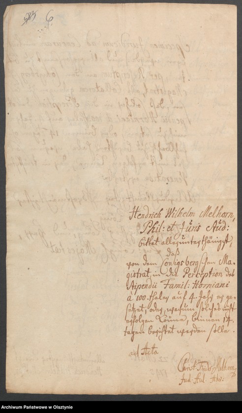 image.from.unit.number "In S. [Sachen] Heinrich Wilhelm Melhorn in causa Stipendi"