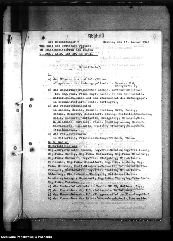 Obraz 12 z jednostki "Barackenbedarf der Ordnungspolizei - Posen: 1) Kraftwagenbaracke, 2) 2 Gefängnisbarakken, 3) 3 Baracke für Kaserne, 4) 7 - 1 Backere für Hermannstal"