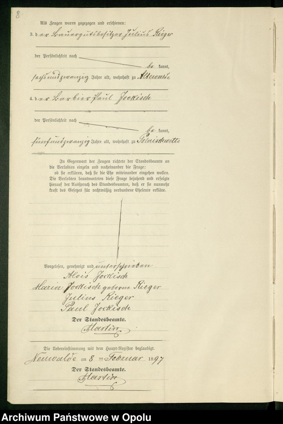 Obraz 12 z jednostki "Heiraths-Neben-Register des Standesamts Altewalde pro 1897"