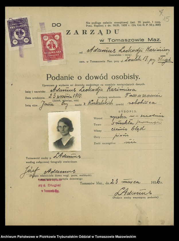 image.from.unit.number "Dowodów osobistych od nr 531 do 750. Tom IV"