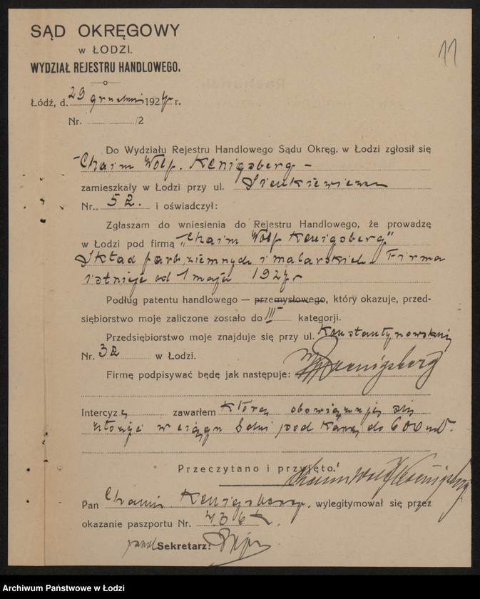 Obraz 13 z jednostki "Chaim Wolf Kenigsberg – skład farb ziemnych i malarskich"